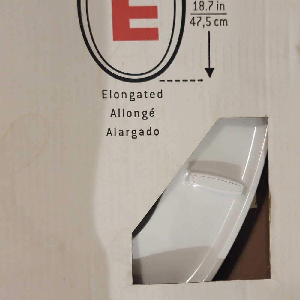 New, Smooth Close White Toilet Seat E Elongated 18.7" AquaSource Easy Install